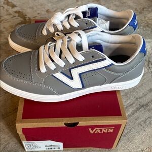 Vans Gray Low-Top Sneakers with Blue Accent, NWT
